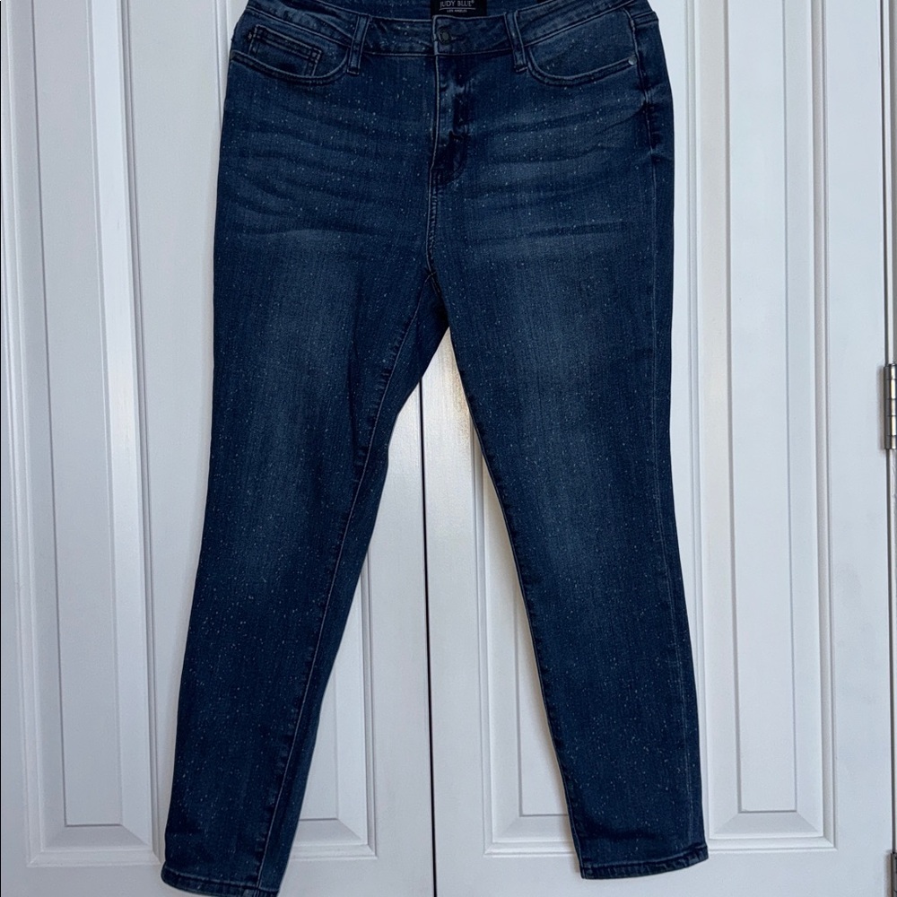 Judy Blue Paint Splattered Relaxed Fit Indigo Jeans